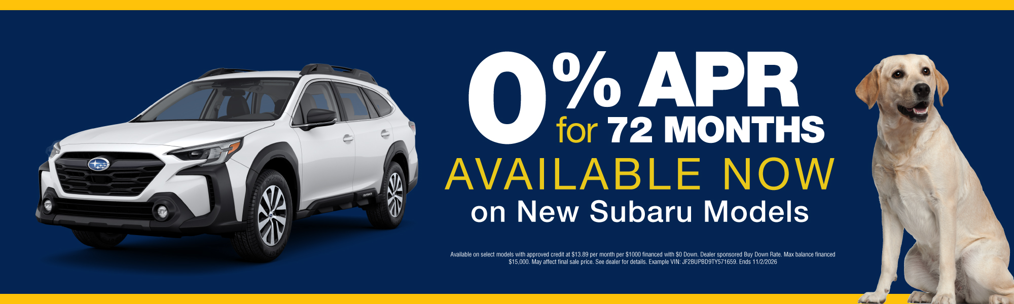 0% APR for 60 Months on New Subaru Models