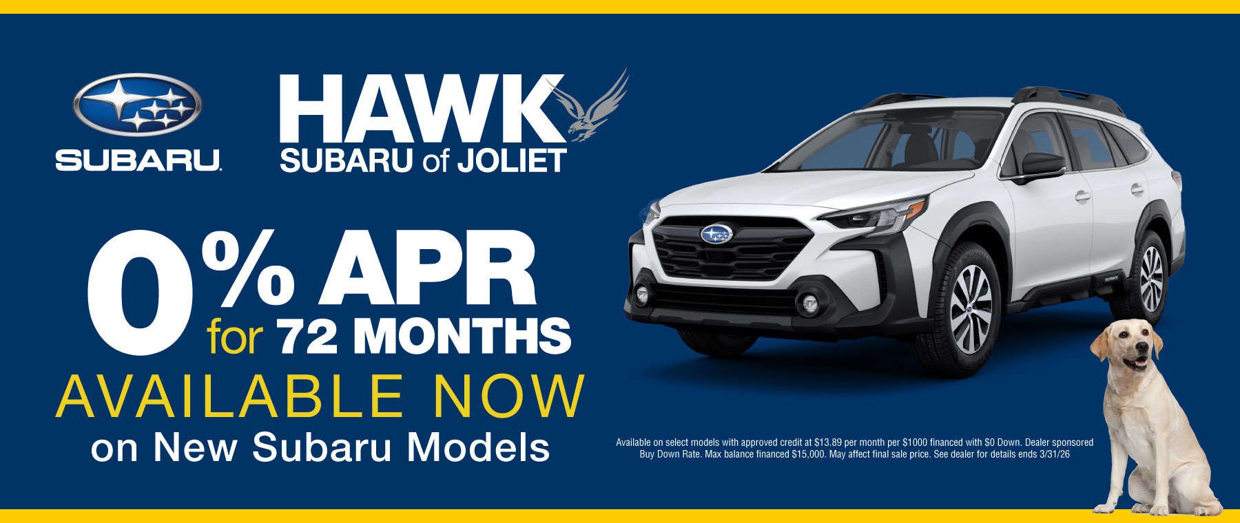 0% APR for 72 Months on New Subaru Models